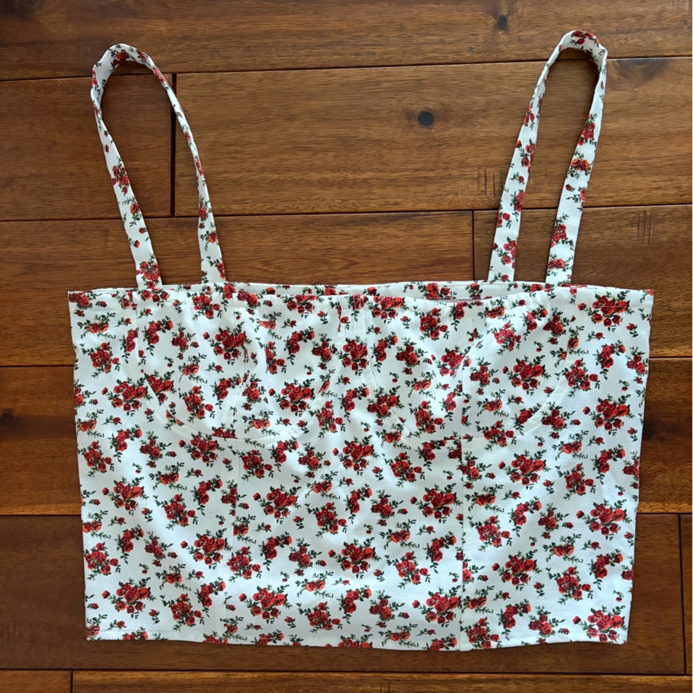 Floral Cropped Tank Top Size 10